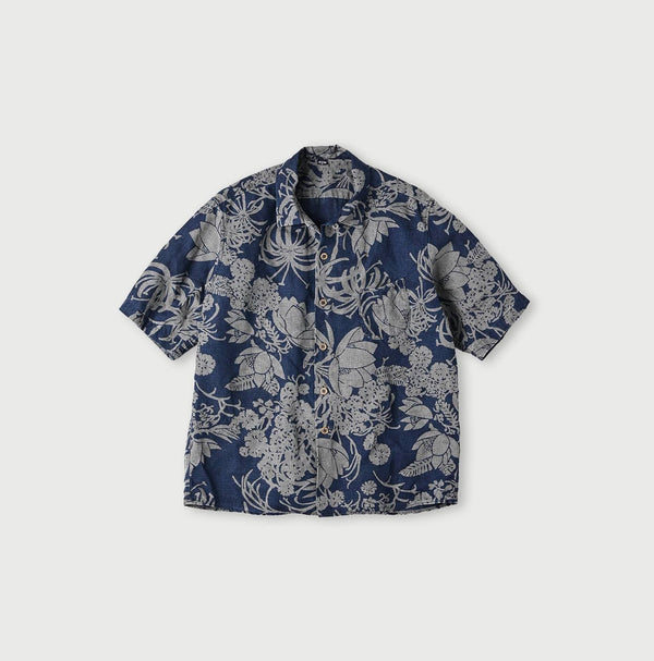 Indigo Linen Lotus Lei Lei Shirt Men (Size 3)