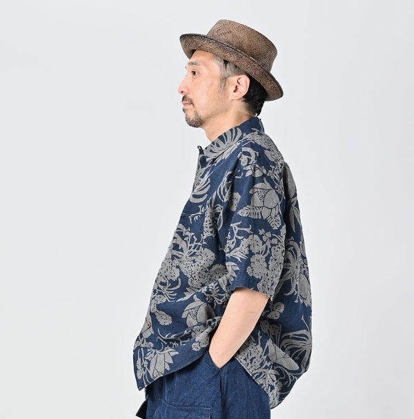 Indigo Linen Lotus Lei Lei Shirt Men (Size 3)